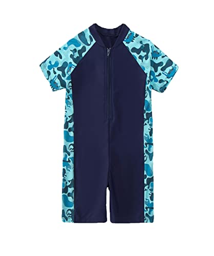 M2C Girls One Piece Short Swimsuit Upf 50+ Water Sport Rash Guard Navy 7-8 #TOP25