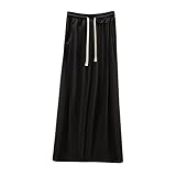 bawilom Women's Long Sleep Skirts Summer Modal Cotton Lightweight Lounge Skirts Casual Home Wear Pajama Pants with Pockets Black