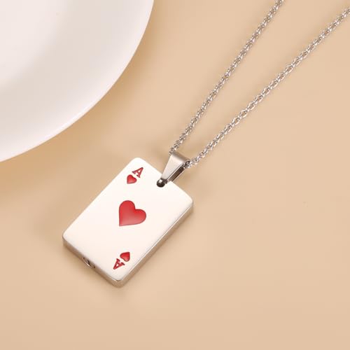 Ace of Spades Urn Necklace For Ashes For Men Women Good Luck Poker Card Cremation Jewelry Stainless Steel Keepsake Memorial Pendant3