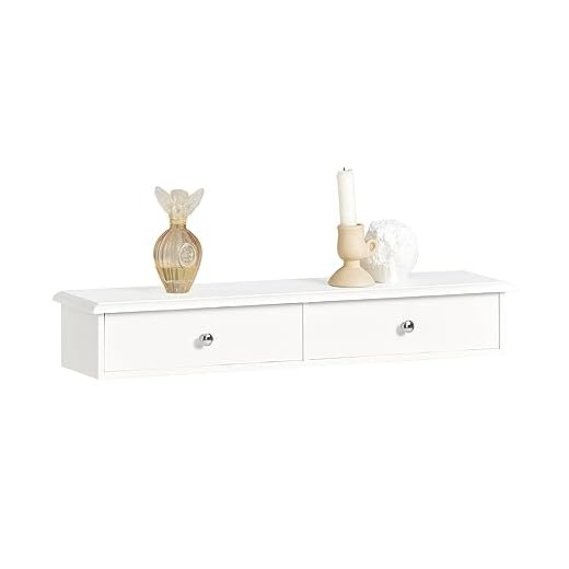 SoBuy® FRG43-W Meuble d'entrée de Rangement, Étagère Murale 2 tiroirs, Armoire à clés, Porte-clés L63,5xP13,5xH10cm -Blanc