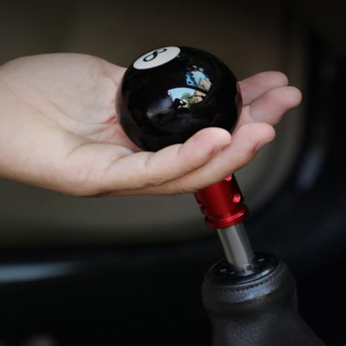 Pomo de palanca de cambios de 8 bolas para coches manuales y automáticos de 4, 5, 6 velocidades, palanca de cambios redonda negra estilo billar con base de metal y ajuste general