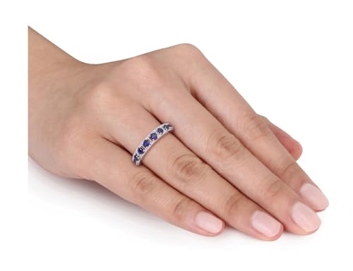 1.92 Carat (ctw) Lab-Created Blue Sapphire Eternity Band Ring in Sterling Silver2