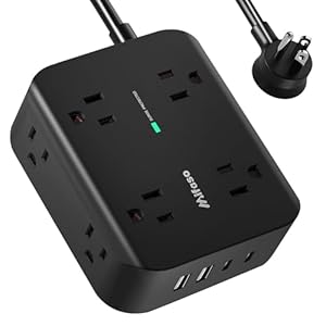 Power Strip Surge Protector – Flat Plug, Wall Mount, 8 Wide Outlets with 4 USB Ports (2 USB C), 5FT Heavy Duty Extension Cord with Multiple Outlets, Charging Station Overload Protection for Home Dorm