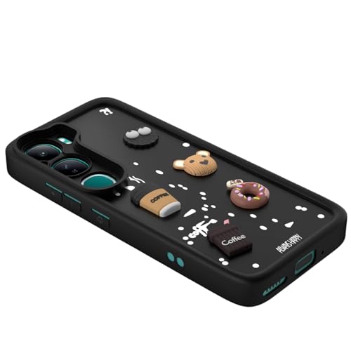 Image of Bintage Cute Fun Taddy| 3D Ball Bear| Donut| Coffee Rubber Case Camera Protection Back Cover Compatible for vivo Y300 5G - Black