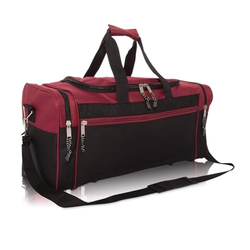 Image of DALIX 21 inch Blank Sports Duffle Bag Gym Bag Travel Duffel with Adjustable Strap in Maroon