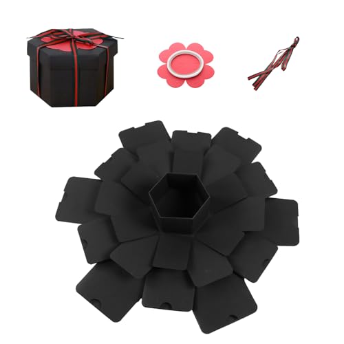 NyxSeat 1 caja de regalo explosión sorpresa, caja de regalo personalizada, álbum de fotos, álbum de recortes, adecuada para cumpleaños y fiestas (negro)