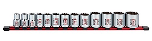 Hot Deals 13Piece 1/2" Drive Chrome Socket Rail 12Pt SAE Standard