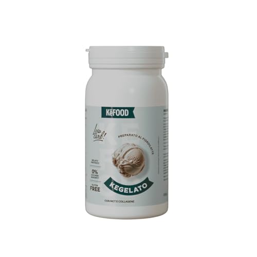 Kefood Kegelato Fiordilatte Preparado de Helado Keto - Solo 94 Kcal, Sin Azúcar y Sin Gluten - Con Aceite MCT y Colágeno - Base Cremosa de Vainilla para Personalizar - 200 g (Rinde 530 g)