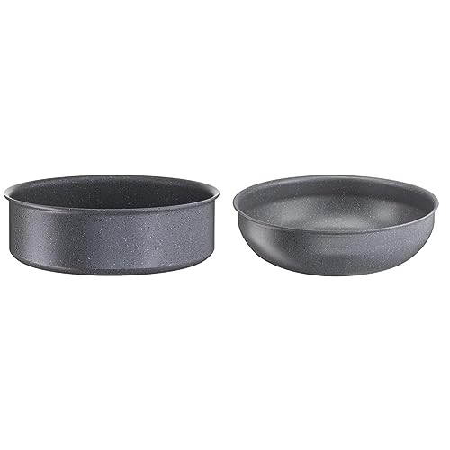 Tefal Ingenio Natural Force Sauteuse 24 cm, Empilable, Antiadhésive, Induction, Fabriqué en France L3963502 & Ingenio Natural Force Poêle Wok 26 cm, Noir, Empilable, Antiadhésive
