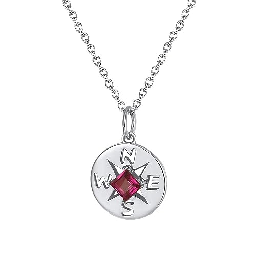 Collier argent 925 rouge pour femme - Pendentif zircone cubique 45 cm