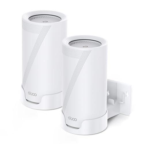 Image of XLTTYWL Wall Mount for TP-Link Deco WiFi 7 Mesh, White, 2 Pack | Fits Deco B25-Outdoor /BE65-5G /BE75 /85 /95 & BE17000 /22000 /33000, Durable ABS, Space-Saving Design, Secure Mount