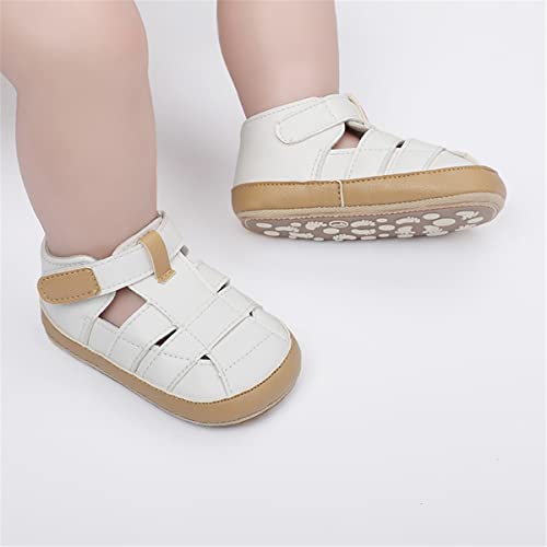 Image of HsdsBebe Baby Boys Girls Pu Leather Hard Bottom Walking Sneakers Toddler Rubber Sole First Walkers Infant Cartoon Slippers Crib Shoes