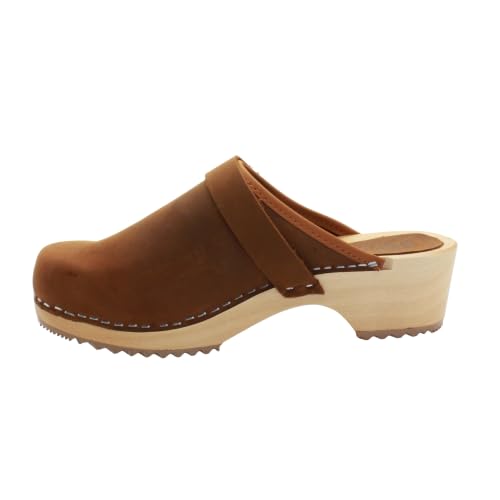 Image of Bjork Maja Wood Open Back Leather Clogs