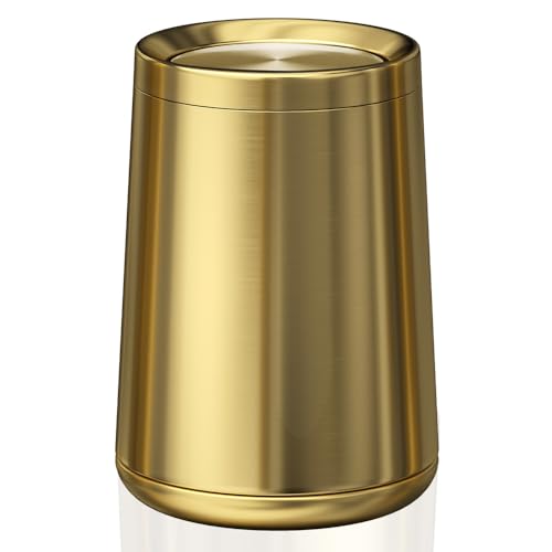 Caneca de basura 10L acero inoxidable oro cepillado con tapa basculante