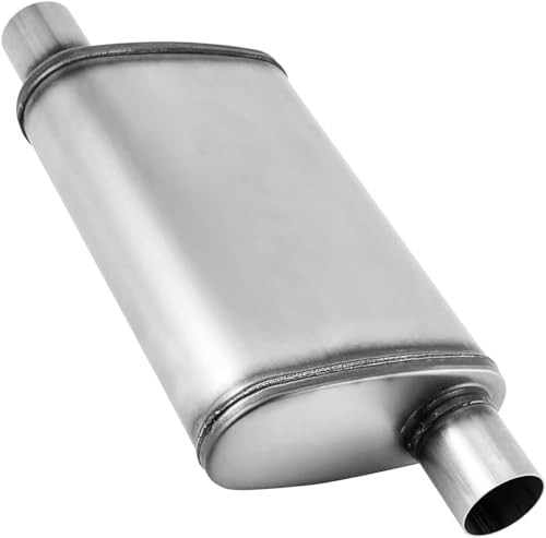 Image of 2.25 inch Universal Exhaust Mufflers,Muffler 2.25'' Straight-Through Performance Muffler Resonator 2.25 with Stainless Steel for Cars, Trucks(2.25 inlet /outlet)