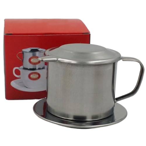 Coffee Dripper 50ml Stainless Steel Drip Coffee Filter with Lid and Handle Travel Press Single Serving Cup Reusable Maker for Office Home House Travel