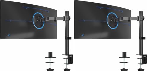 Image of VIVO Single 13 to 38 inch Ultrawide Monitor Arm Desk Mount, Regular Screens up to 32 inches, 22 lbs Capacity, Fully Adjustable Stand with C-Clamp and Grommet Base, Black, STAND-V001 (Pack of 2)