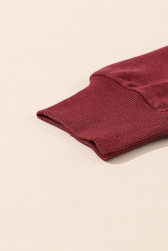 SHEWIN Womens Sweatshirt Casual Long Sleeve Loose Pullover Tops Lightweight Oversized Sweatshirts Trendy Fall Clothes for Women 2025,US 8-10(M),Ruby