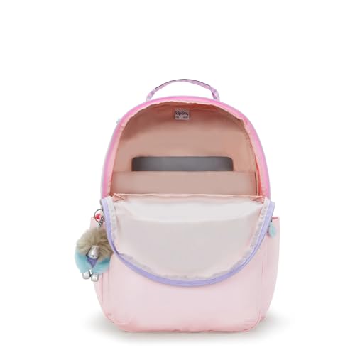 Image of Kipling Seoul Large Metallic 15 inch Laptop Backpack Sea Pink Met C