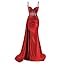HPPEE Black Satin Prom Dresses for Women with Lace Applique Side Slit ...
