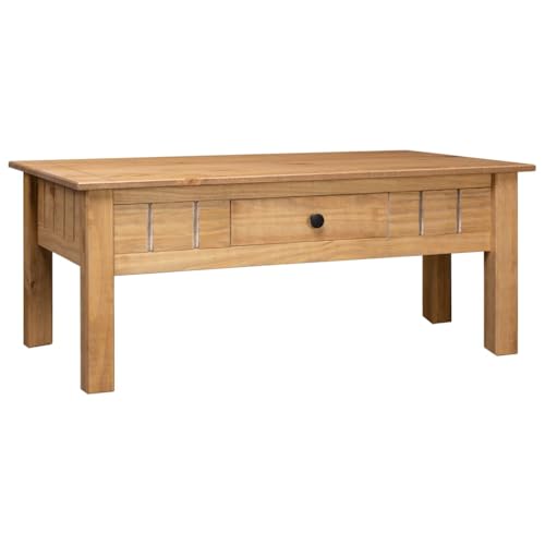vidaXL Massivholz Panama-Kiefer Couchtisch mit 1 Schublade Beistelltisch Wohnzimmertisch Sofatisch Kaffeetisch Holztisch 100x60x43,5cm