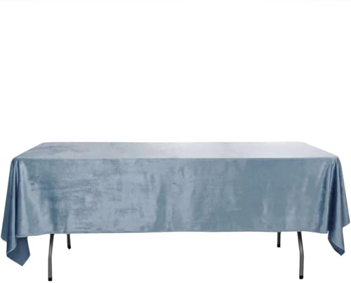 Efavormart Premium Velvet Dusty Blue 60" x 102" Rectangle Tablecloth for Wedding Party Events