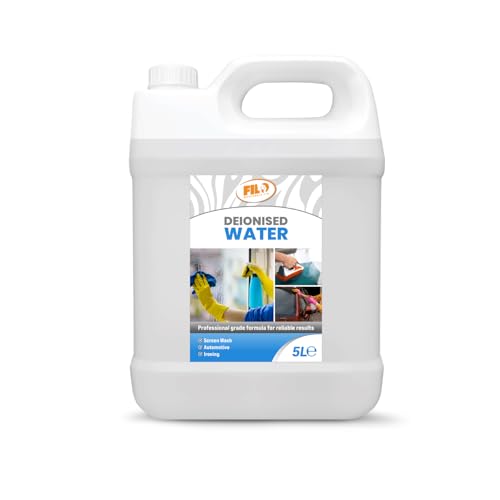 Filo Deionised Water 5l Purified De Ionised Water for Car Batteries Screen Wash Radiators Cooling Systems and Iron Water for Steam Iron.