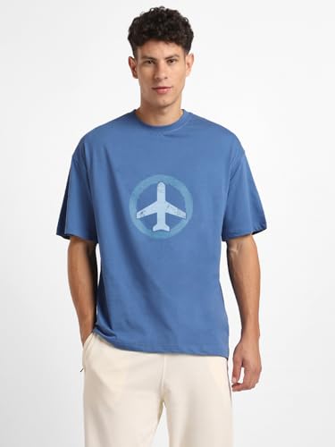 Image of Nobero Men's Oversized Graphic T-Shirt for Men | Soft Cotton | Drop Shoulder Relaxed Fit | Printed Casual Tshirt for Men