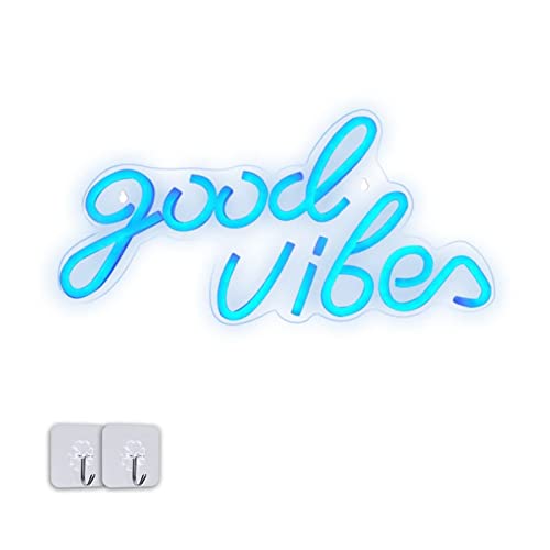 AIDELAI Good Vibes Señal de luz de neón Letreros de neón, Letrero de luz de Lampe, LED, Luces de neón para Pared, habitación de niños, Fiesta, Bar, Pub, Tienda, decoración (Color : Azul) Cover