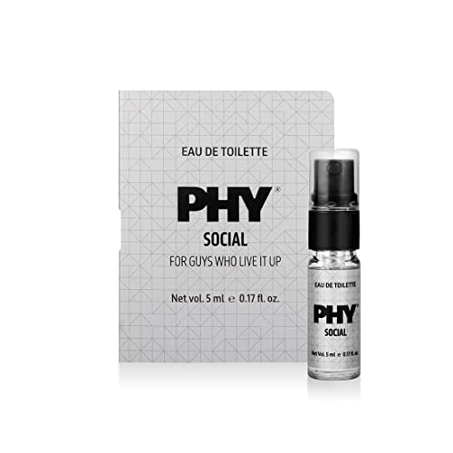 Phy Social Eau de Toilette (EDT) | For that chilled out vibe | Freshness of Mint with citrusy Mandarin | Perfect for a party or evening out | Long lasting fragrance, Premium perfume for men, 5 ml