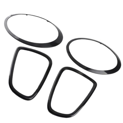 Akozon Kfz-Lichtabdeckungen, 4 Stück Schwarz Glänzende Scheinwerfer-Rücklicht-Einfassungs-Abdeckung, Ersatz für Universal Fit Mini R56 R57 R58 R59 S JCW 2007-2015