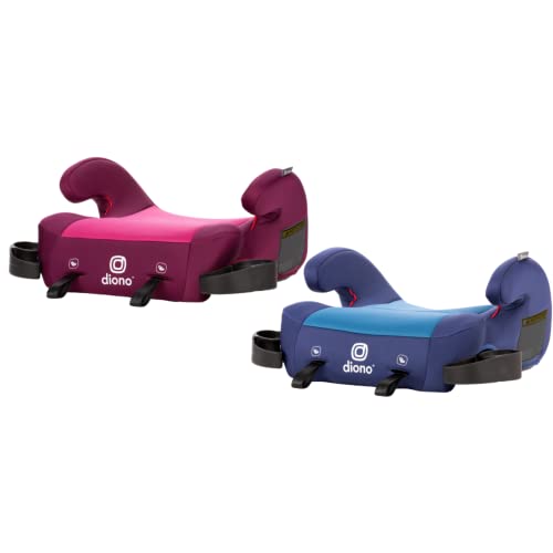 Image of Diono Solana 2 XL Pack of 2 2022, Dual Latch Connectors, Lightweight Backless Belt-Positioning Booster Car Seat, 8 Years 1 Booster Seat, Pink /Blue