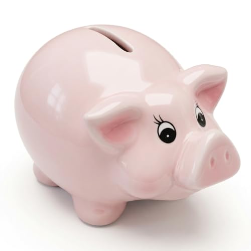 MIJOMA Tirelire cochon en céramique, rose, design mignon, avec bouchon en caoutchouc, pour enfant,...