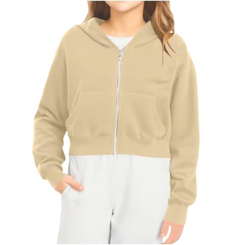 Hoodies for Teen Girls Cropped Long Sleeve Zip Up Jacket Pockets Workout Hooded Sweatshirt Y2K Crop Coats Clothes2