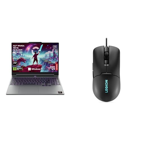 Lenovo LOQ 15AHP11 - Ordinateur Portable Gaming 15.3'' WUXGA (AMD Ryzen 7 250, RAM 32Go, SSD 512Go, NVIDIA RTX 5050 8GB) Clavier 1 Zone rétroéclairé AZERTY Français - Gris Lunaire