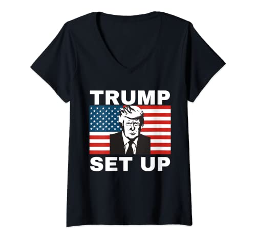 Mujer TRUMP CONFIGURAR Pro-Trump Anti-Demócrata Camiseta Cuello V