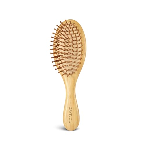 Bamboo Hair Brush for Hair Growth Natural Bamboo Bristle Brush Detangling Wooden for Scalp Massaging Paddle Hair Brushes for Women Men Curly & Beard Styling HairBrush & Slick Back Hair Brush