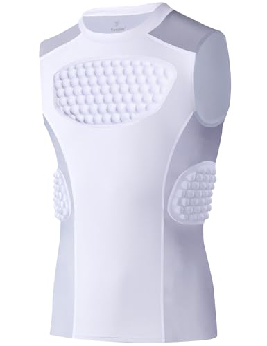 Youper Youth Baseball Padded Chest Protector Shirt, Rib Heart Sternum Guard for Football, Softball & Lacrosse (White/Grey, Large)