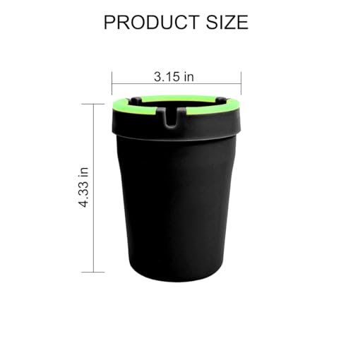 Image of Mandark Car Ashtray, 2PCS Glow In The Dark Smokeless Self-Extinguishing Vehicle Cigarette Trash Can, Smellproof Portable Automotive Ash Holder Organizer, Universal for Truck Home Office (Black)