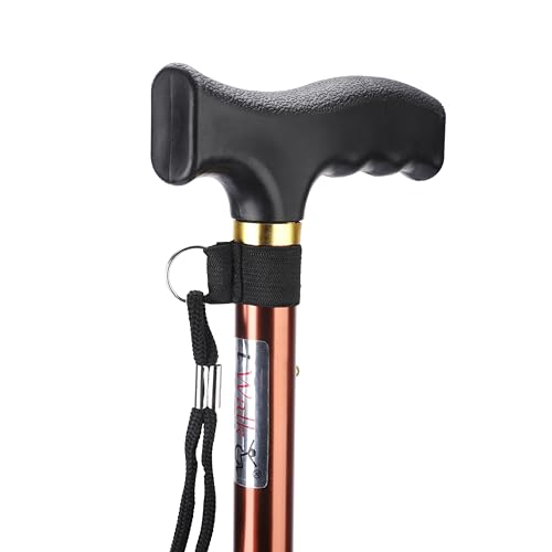 Image of iWalk Foldable Walking Stick for Old People, Adult Men /Women, Patients & Physically Challenged with Adjustable Height Strong Aluminium Body (Copper)