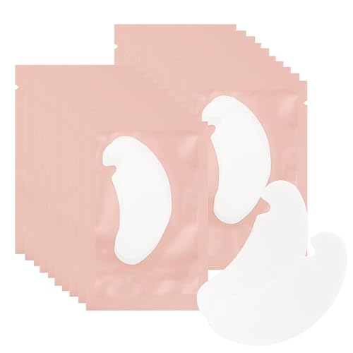 Mekupeu 50 Pair Under Eye Pads,Eyelash Extension Gel Patches, Lash Extension Lint Free Under Hydrogel Eye Mask Pads Beauty Tool (Pink)