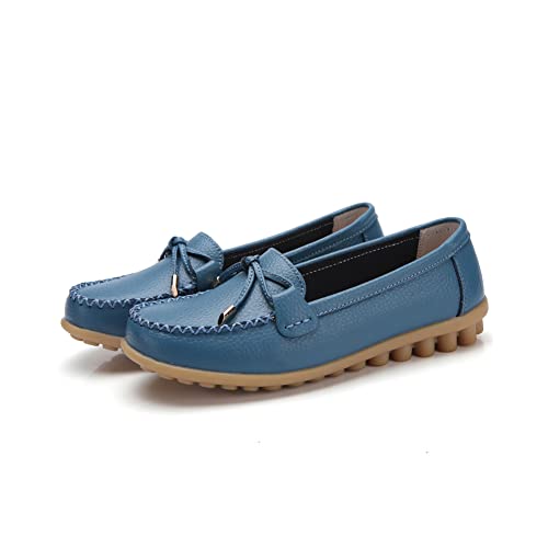 Image of Momuk Women's Penny Loafers Leather Driving Moccasins Slip On Boat Shoes Fashion Comfort Flats