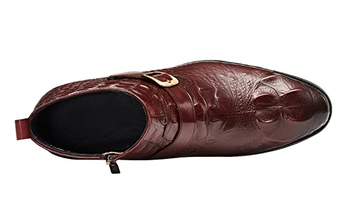 Santimon Mens Chelsea Boots Dress Casual Zipper Buckles Genuine Leather Alligator Patent Ankle Boots for Men Fashion Prom Wedding Party Cowboy Tuexdo Western Boots3