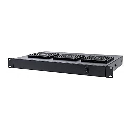 Intellinet 712668 Unité de refroidissement avec 2 ventilateurs pour armoires 19" à monter sur les rails profilés 1 HE Noir