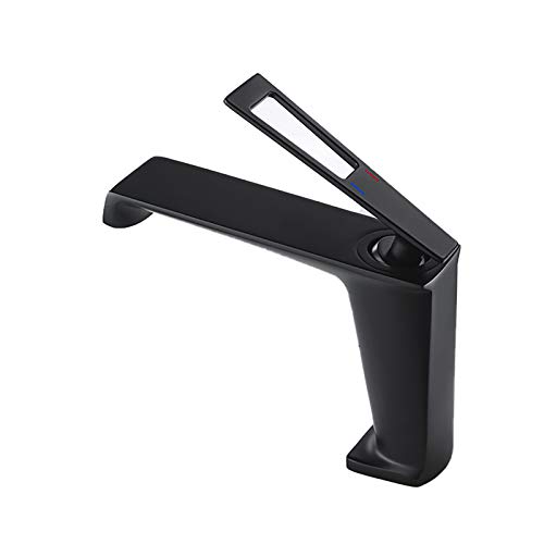 Grifo de lavabo con cascada, grifo mezclador de latón, grifo monomando para lavabo de baño, grifo mezclador de agua fría y caliente, grifo para lavabo montado en la encimera con núcleo de válvula de