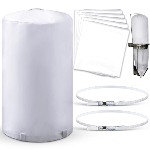 MotiMind 8 Pcs Dust Collector Bags and Band Clamps Set Filter Replacement Bag Fit for Dust Collector Woodworking with Diameters from 18-7/8 to 19-27/64 (1.97mil)