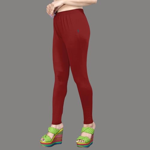 Image of Women's Solid Mid Rise Slim Fit Ankle Length Leggings - Comfortable and Stylish Yoga Pants for Workout, Running and Everyday Wear