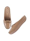 Shoetopia Upper Bow Detailed Beige Slip-On Loafers for Women & Girls
