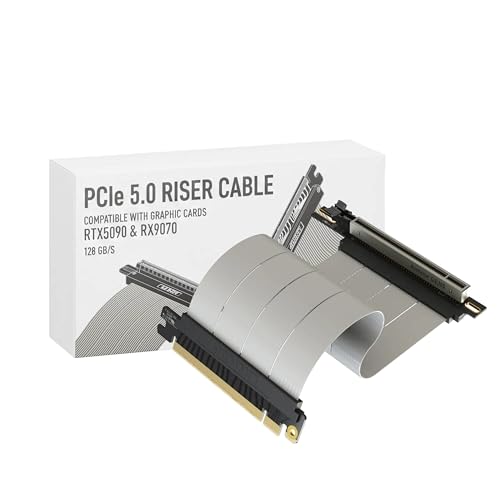 Image of LINKUP PCIE 5.0 Riser Cable | for Vertical GPU Mount | Right Angle | Graphics Card GPU Ready | Usable with PCIe 4.0 & RX9070 / RTX5090 | 20cm (Total Length: 24cm)