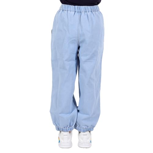 Image of superminis Girls Denim Jeans | Stretchable Blue Cat Print Jeans for Girls 3-10 Years | Soft Comfortable Kids Denim Pants for Casual